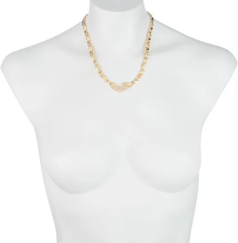 Vista 4 de Juego de collar y pulsera Stampato de plata de ley con forma de X, abrazos y besos, y un corazón con texto en inglés "I Love You