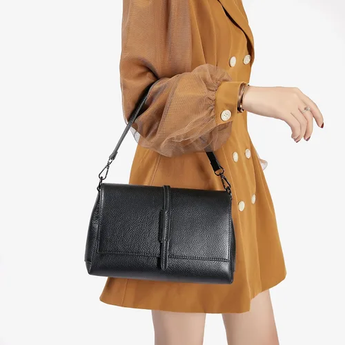 Vista 2 de SHESTORY Bolsos de hombro de cuero genuino para mujer, bolsos cruzados para mujer