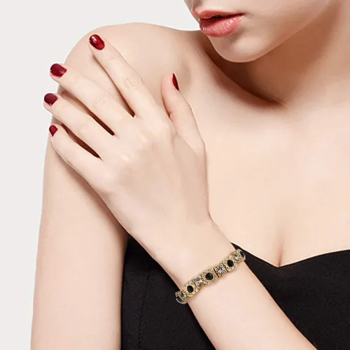 Vista 3 de EleQueen Pulseras de tenis de cristal austríaco inspiradas en la vendimia para boda