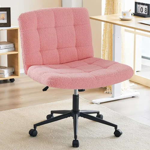 Vista 10 de Furnimart Silla de escritorio giratoria de 360° con tiras cruzadas, cojín extra grueso, silla de felpilla de alta calidad con patas cruzadas
