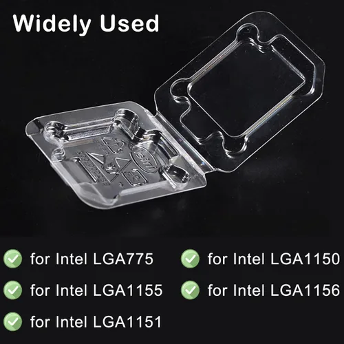 Vista 4 de Bandeja para CPU Intel, soporte de caja protectora de plástico Clamshell para Intel 775/1155/1151/1150/1156, carcasa de plástico grueso, con 10