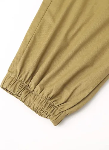 Vista 8 de Bilitry Pantalones deportivos chinos para hombre, pantalones cargo para senderismo, recreación al aire libre, pantalones de sarga para fitness