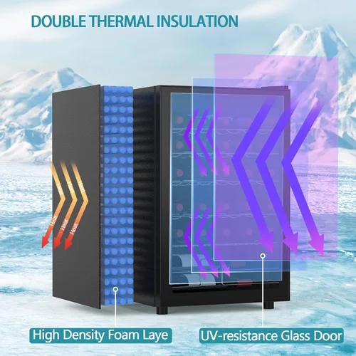 Vista 4 de COWSAR Refrigerador de Vino de 37 Botellas, Refrigerador Comercial de Bebidas Independiente con Control Inteligente de Temperatura, Mini Negro
