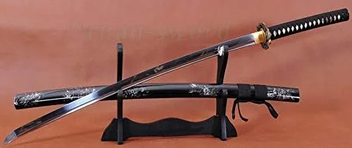 Vista 6 de Katana de acero de alto carbono hecho a mano de 41 pulgadas de samurai japonés listo para la batalla