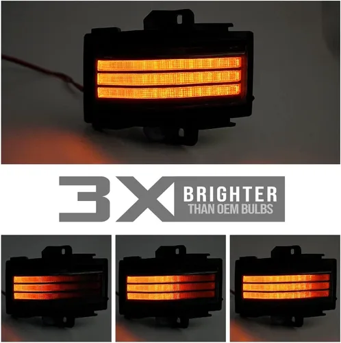 Vista 9 de Switchback - Luces LED para espejo lateral para Ford F150 F250 F350 F450 F550 Super Duty con lente ahumada, luces direccionales secuenciales, luces