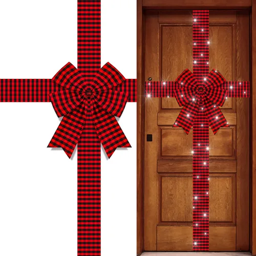 Vista 8 de Spiareal Lazo de Cinta para Puerta de Armario de Navidad con Luz LED Cinta Grande Brillante Lazo de Corona de Navidad Árbol de Navidad Festival