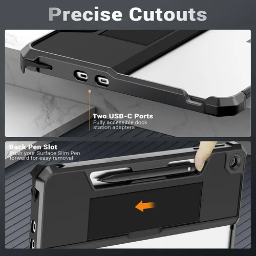 Vista 5 de MoKo - Funda protectora resistente todo en uno para Microsoft Surface Pro de 12 pulgadas lanzada en 2025, con soporte trasero para bolígrafo