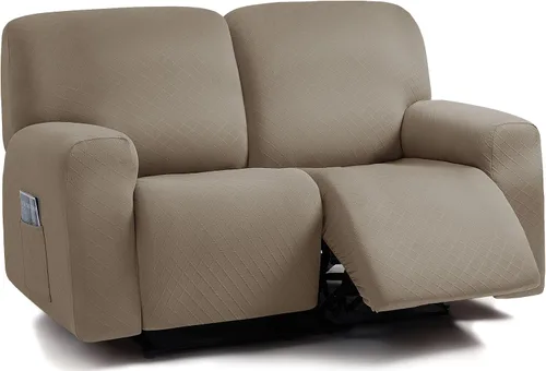 Vista 29 de ULTICOR Fundas para sofá reclinable de 8 piezas con diseño de jacquard cuadrado, fundas elásticas para sofá reclinable de 3 cojines, gruesas, suaves
