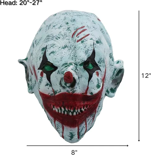 Vista 3 de Máscara de payaso aterrador, máscara de payaso espeluznante para Halloween, adulto, fiesta de disfraces y cosplay