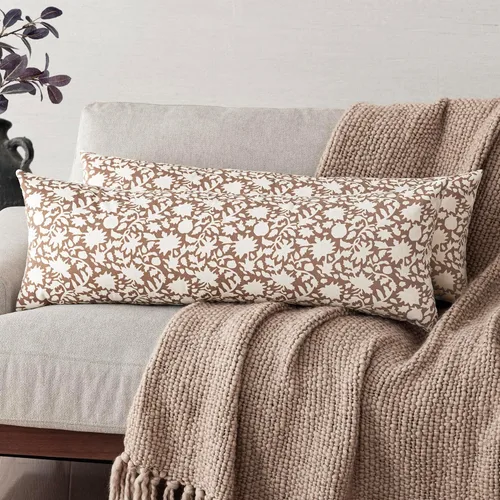 Vista 21 de Foindtower - Juego de 2 fundas de almohada decorativas con flores neutras estilo farmhouse, fundas de almohada boho para sofá, sofá cama