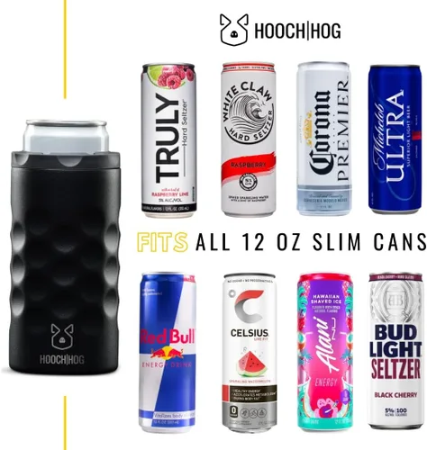 Vista 2 de Hooch Hog - Porta-latas aislante de acero inoxidable para latas delgadas de 12 oz. Para latas delgadas: 3 porta-latas aislantes para Michelob Ultra