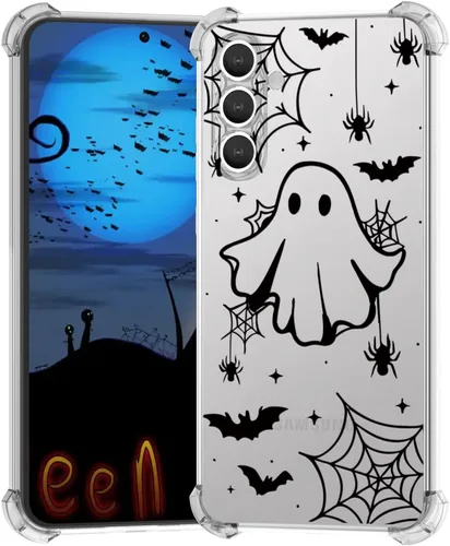 Vista 36 de Funda de Halloween para Google Pixel 6A transparente con diseños de murciélagos fantasmas, funda para teléfono para niñas, elegante, delgada, a