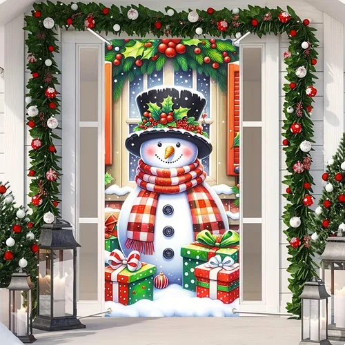 Vista 8 de Cartel de porche con decoración de cachorro de Navidad, trío festivo, Schnauzers en suéteres navideños, perfecto para interiores y exteriores
