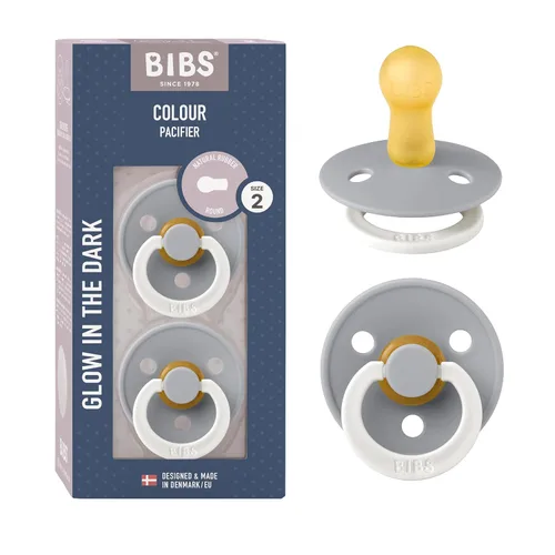 Vista 44 de BIBS - Paquete de 2 chupetes para bebés, goma natural libre de bisfenol A, hechos en Dinamarca, colección Colour, para bebés de 18+ meses, azul bebé