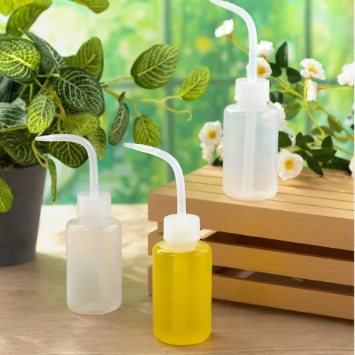 Vista 5 de Maxdot 24 botellas de plástico de 5 onzas, botellas de riego de plantas blancas transparentes a granel con etiquetas de escala de boca estrecha