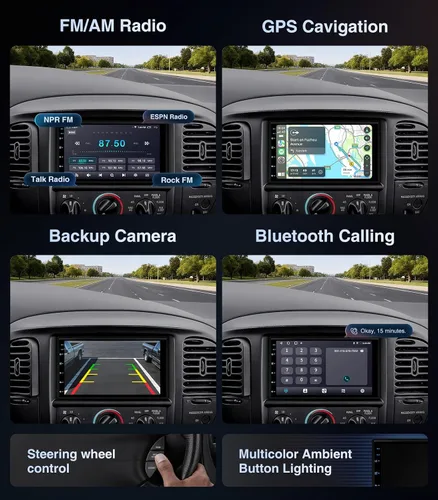 Vista 7 de AINAVI Radio de coche de doble DIN Android de 7" 2+32G estéreo CarPlay/Android Auto, 48B EQ y DSP, 4.1 canales, salidas 240W, SWC/Bluetooth/AM/FM