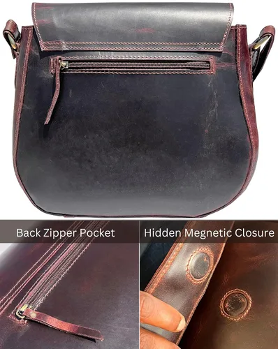 Vista 5 de RUSTIC TOWN Bolso cruzado de cuero para mujer