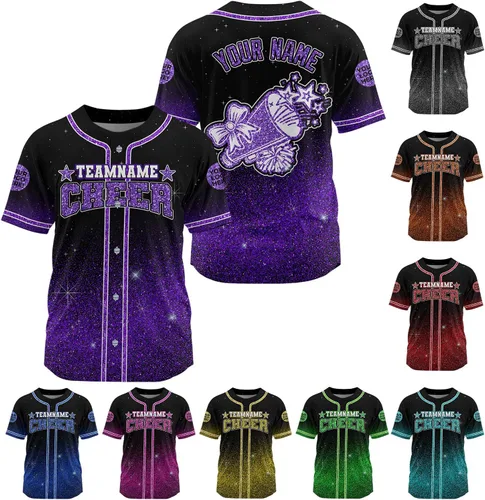 Vista 21 de Camiseta de béisbol de uniforme de animadora personalizada, camiseta de animadora para niñas, mujeres, jóvenes, niños, camiseta con purpurina