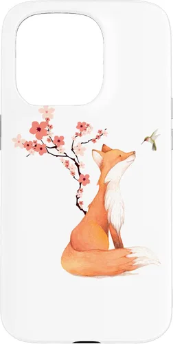 Vista 14 de The Cute Fox and Hummingbird Cherry Blossom Flower Present Case for iPhone 17