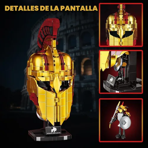 Vista 2 de Ideas Casco de Centurión Romano Juego de Construcción, Modelo de Exhibición para el Hogar de Casco de Soldado Genial Coleccionable, Compatible