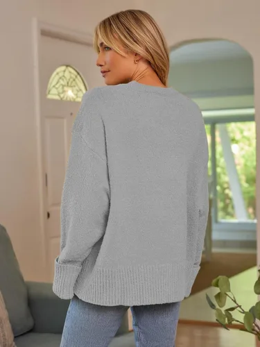Vista 43 de LILLUSORY - Suéteres sin botones grandes para mujer, suéter mullido, grueso y cálido