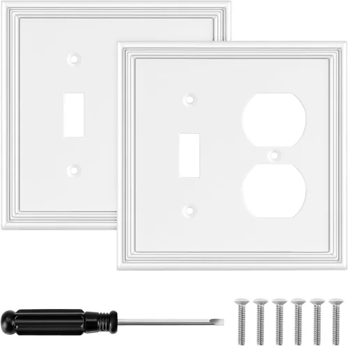 Vista 17 de Cubiertas blancas para enchufes de pared, placa decorativa moderna para interruptor de luz, cubierta de enchufe, placas de interruptor, cubierta