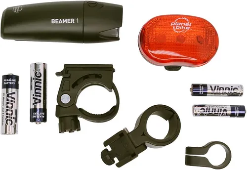 Vista 8 de Planet Bike Beamer 1 & Blinky 3 - Juego de luces para bicicleta, cabeza blanca/cola roja