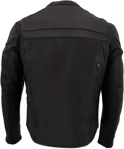 Vista 3 de Milwaukee Leather MLM1525 - Chaqueta MC ligera de cuero negro 'Crossover' para hombre