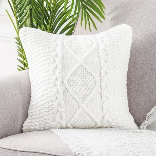 Vista 8 de MANDIOO Fundas de Almohada Decorativas de Algodón Tejido Beige, Fundas de Cojín Suaves y Acogedoras para Exteriores, Fundas de Almohada Modernas