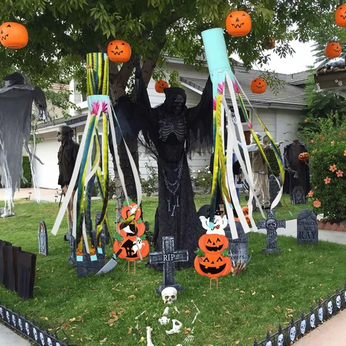Vista 8 de Belleza Cactus - Calcetines de viento de Halloween con luces LED, decoración duradera para colgar, calcetines de viento para patio, decoración