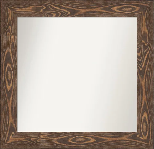 Vista 24 de Amanti Art Espejo de baño marrón para sobre fregadero, 26 x 26 pulgadas, espejo de tocador cuadrado marrón rústico Alexandria, marco de madera
