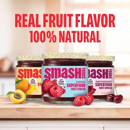 Vista 2 de Smash Foods Jam, Variety Adventure paquete de 3 Sin azúcar añadido, gelatina naturalmente dulce Apto para dieta cetogénica, baja en calorías