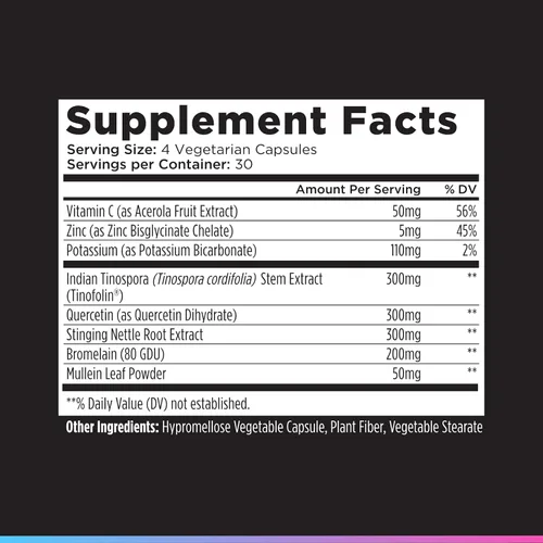 Vista 7 de Livingood Daily Suplemento natural para alergias con vitamina C, quercetina, hoja de ortiga, zinc, bromelina y tinospora, sin OMG, vegano, fórmula