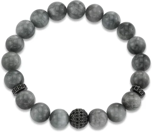 Vista 2 de Spartan - Pulsera de cuentas para hombre con zafiros negros (0.394in)