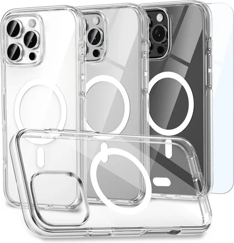 Vista 23 de MILPROX Compatible con iPhone 16 Pro Funda – con protector de pantalla – Compatible con MagSafe – Diseño magnético claro transparente – Que no se