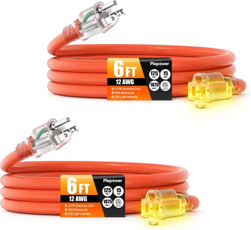 Vista 30 de Cable de extensión para exteriores calibre 12/3, 50 pies, resistente al Negro