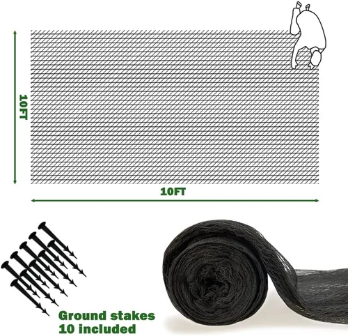 Vista 2 de POYEE Red de estanque de 10 x 10 pies para hojas, red de hoja, red de estanque con pequeña malla fina que protege a los peces Koi de pájaros, gatos