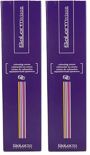Vista 4 de Salerm Vison Crema para colorear el cabello #9.1 rubio ceniza extra claro, 2.3 onzas / 2.5 fl oz