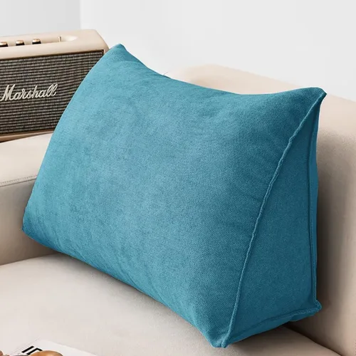 Vista 11 de Almohada de cabecera de cuña azul para lectura y reposo en cama, almohada triangular para respaldo de lectura, cojín de cuña para espalda, almohada