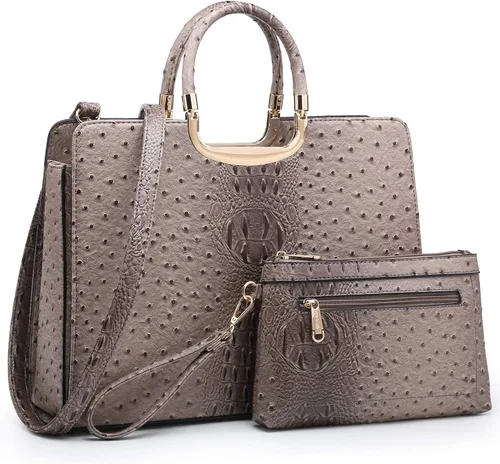 Vista 23 de Bolso de mano para mujer con asa superior, bolso de hombro, bolso tipo tote, cartera con billetera a juego 2-azul cocodrilo