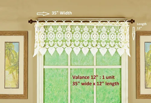 Vista 2 de Cortina de Medallón Macramé de Today's Curtain 30 cm, Color Écru, 89 cm x 30 cm