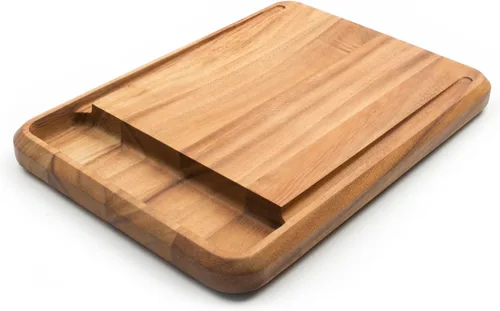 Vista 8 de Ironwood Gourmet Carolina - Tabla de cortar de madera de acacia, tabla de cortar de bloque de carnicero de grano final de 14 pulgadas con canal