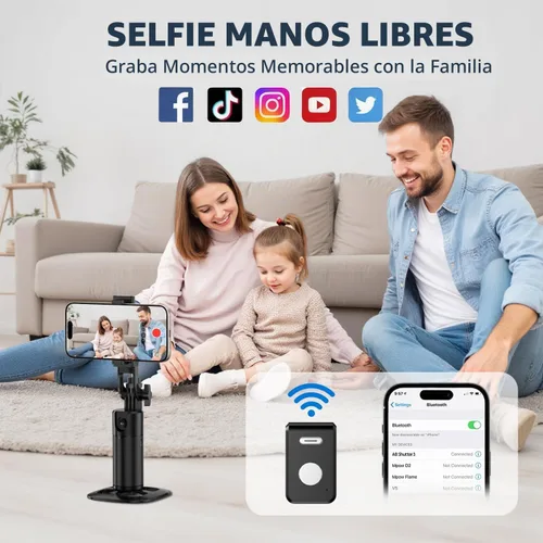 Vista 7 de Trípode de seguimiento facial automático con rotación de 360 grados para iPhone. Kit de vlogging de fotos para teléfono celular con control remoto