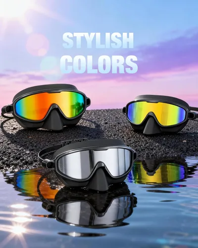 Vista 5 de Aegend Gafas de natación para adultos, paquete de 2 con cubierta para la nariz, antivaho, protección UV, sin fugas, para hombres y mujeres