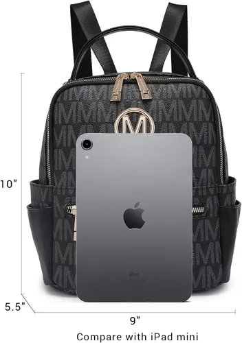 Vista 6 de MKP - Mochila pequeña para mujer y mujer, con múltiples bolsillos, con bolsillo frontal con cremallera, Negro -, Mochilas Daypack