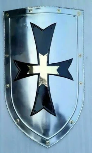 Vista 2 de INDIAN ENTERPRISES Escudo vikingo para decoración del hogar y la oficina medieval Larp Warrior calibre 18, escudo templario de acero fuerte