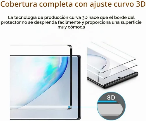 Vista 2 de Samsung Galaxy Note 10 Protector de pantalla de vidrio templado para Galaxy Note 10 [Curvo 3D] [Reconocimiento de huellas dactilares] Protector