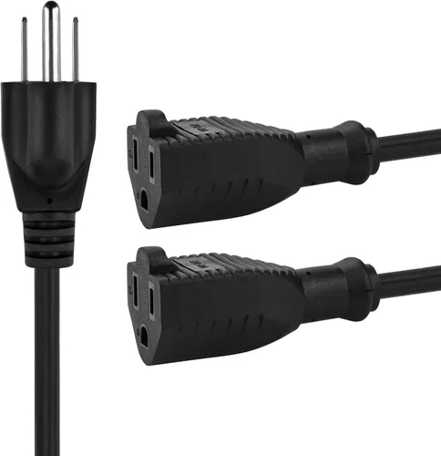 Vista 2 de ClearMax Cable de extensión divisor Y de 3 clavijas, divisor de cable de alimentación 16 AWG, extensor de salida de cable aprobado por UL, 1 pie