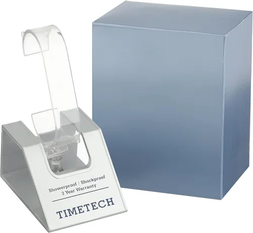 Vista 3 de TIMETECH Reloj de pulsera con brazalete de moda para mujer en tono plateado con esfera rosa, Rosado, Japonés