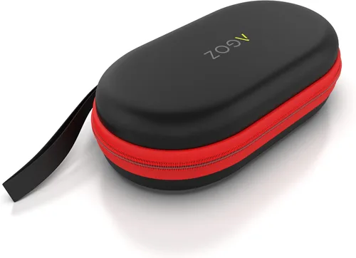 Vista 7 de AGOZ Funda de viaje para medicamentos para inhaladores de asma, soporte para inhalador con cierre de cremallera y correa para la muñeca (negro/rojo)